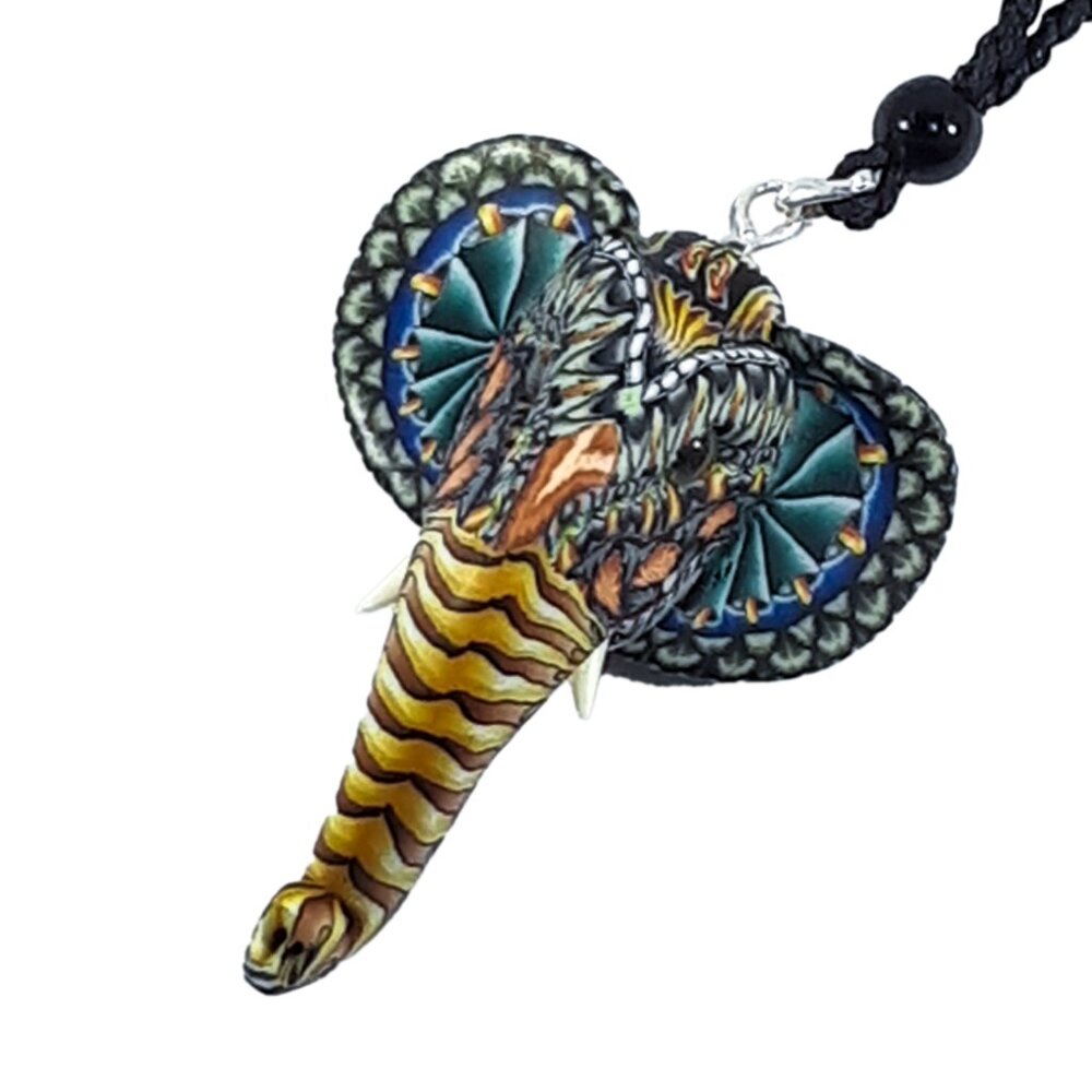 Elephant Fimo Clay Necklace Handcrafted by Jon Stuart Anderson